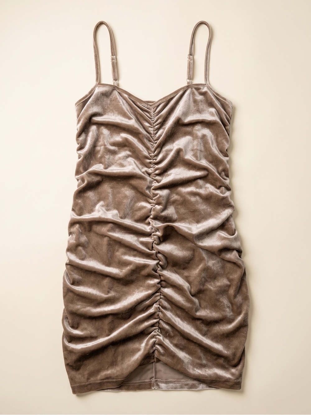 Forever 21 Taupe Ruched Velvet Mini Dress - Picture 2 of 6